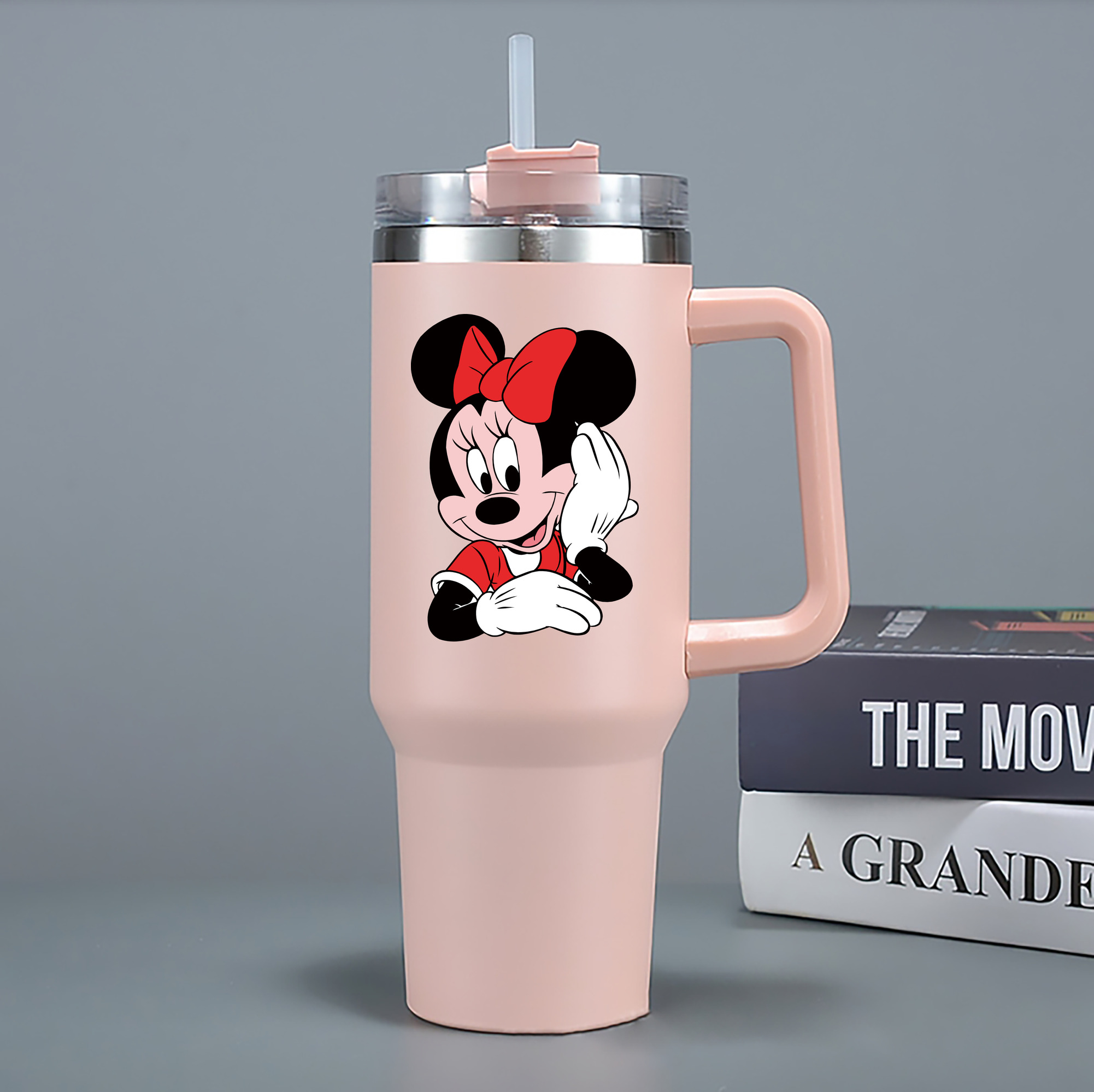 （画像用） ミッキーマウス Mickey Mouse 1200mL車用タンブラー - クリスタルステッカー（プラスチックストロー付き）
